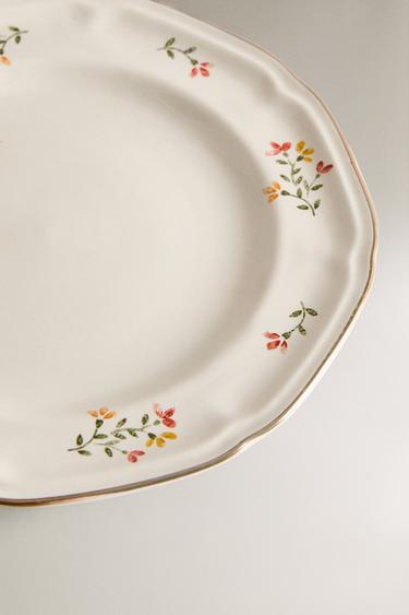 PORCELAIN SIDE PLATE WITH FLORAL PRINT - Cream by Zara - Image 2