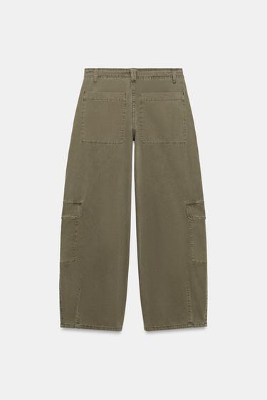 PANTALON OVERSIZE CARGO - Kaki foncé de Zara - Image 2