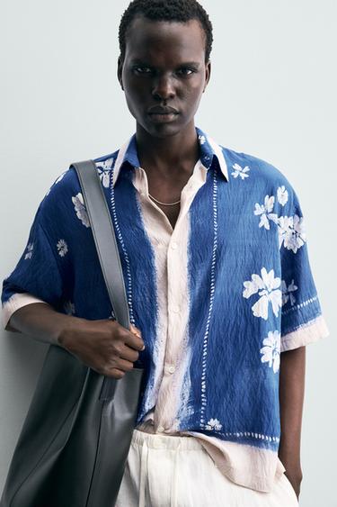 FLORAL PRINT SHIRT - Ecru / Blue by Zara - Image 4