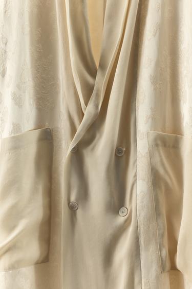 MANTEAU EN MATIÈRES VARIÉES JACQUARD LIN ÉDITION LIMITÉE - Vanille de Zara - Image 8