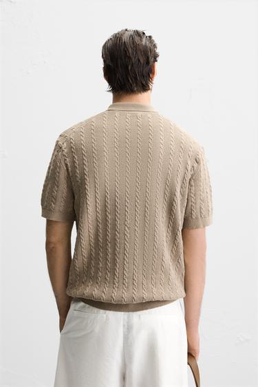 POLO EN MAILLE TORSADÉE - Marron clair de Zara - Image 2