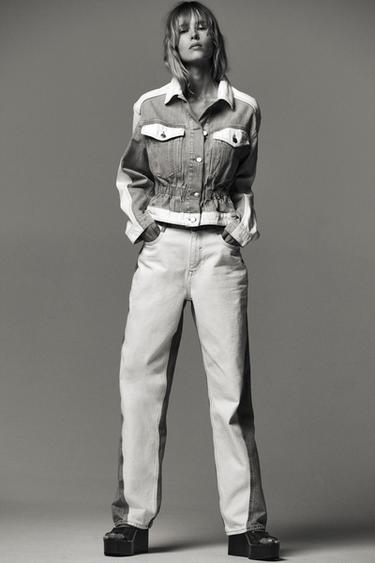 Z1975-JEANSJACKE MIT MATERIALKOMBINATION - Mittelblau von Zara