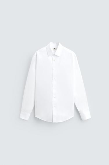 CAMISA REGULAR FIT ESTRUCTURA - Blanco de Zara
