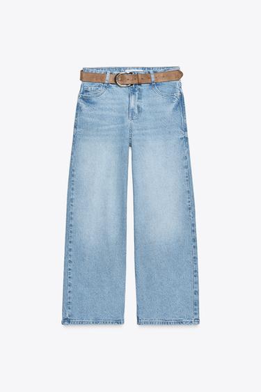 JEANS Z.10 CULOTTE TIRO ALTO CINTURÓN - Azul claro de Zara