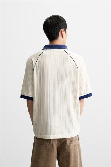 JACQUARD EMBROIDERED POLO SHIRT - Oyster-white by Zara