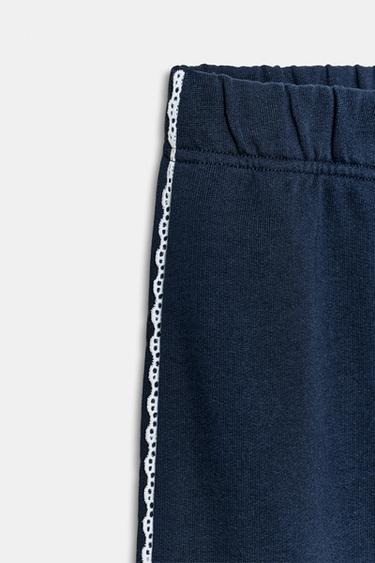 PANTALON MOLLETON LARGE DENTELLE - Bleu marine de Zara - Image 8