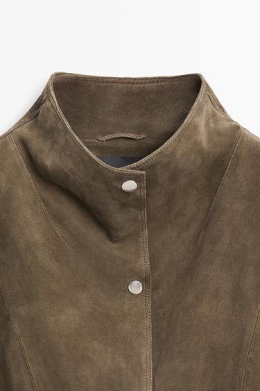 High neck suede jacket — Khaki 2