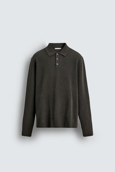 CHENILLE TRICOT POLO - Grijsgroen van Zara