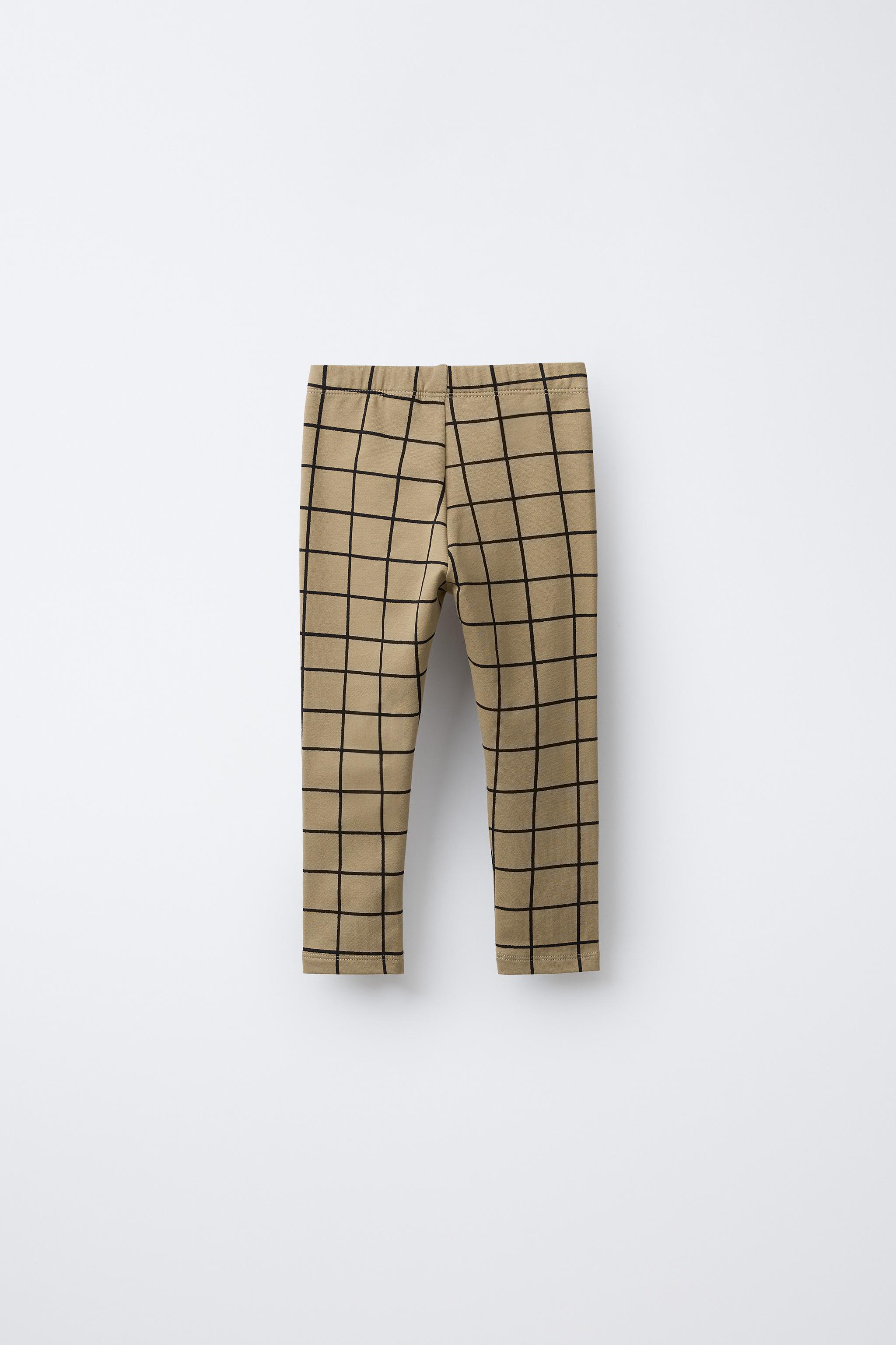 CHECKED LEGGINGS WITH LABEL DETAIL Beige ZARA United Kingdom