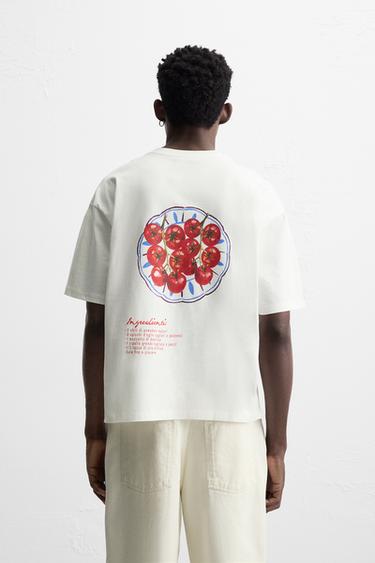 Zara CONTRAST PRINT T-SHIRT - White