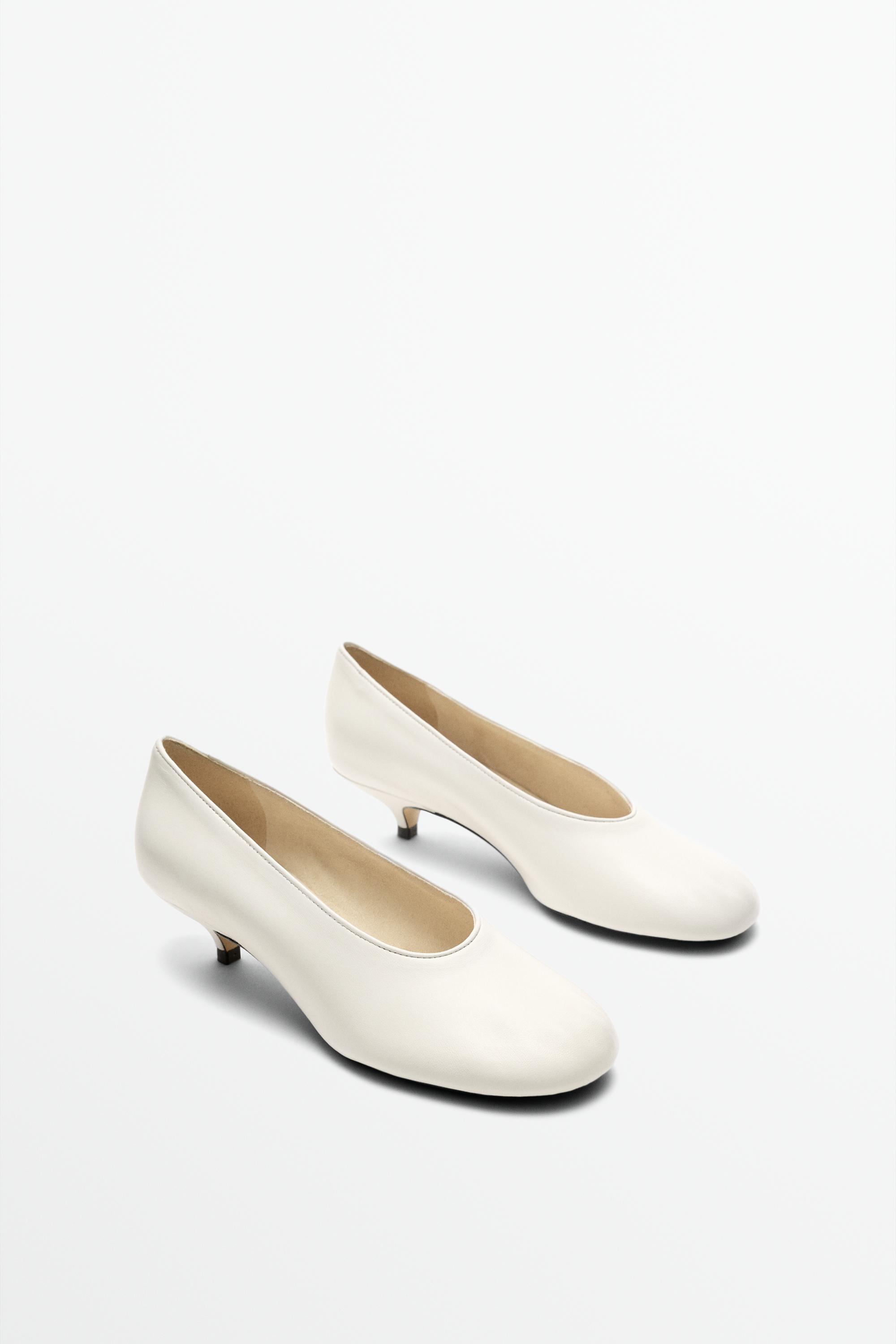 Soft leather heel shoe — White