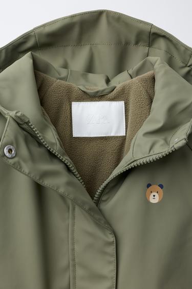 RUBBERISED WATER-RESISTANT RAINCOAT WITH FLEECE LINING - Khaki by Zara - Image 6