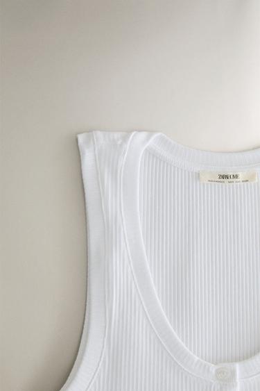 VEST TOP WITH BUTTONS - White by Zara - Image 1