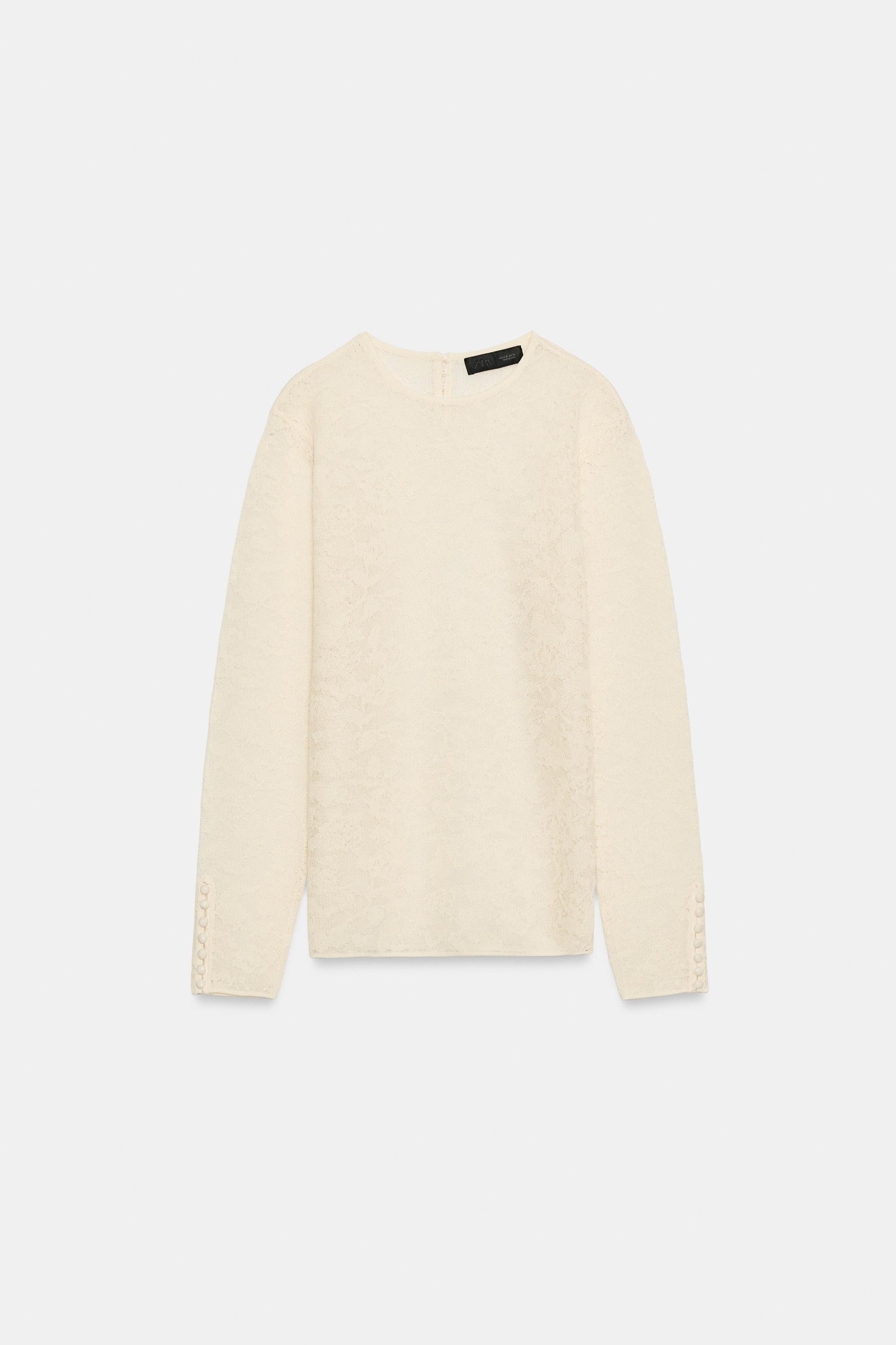 Женские свитеры Zara FLORAL JACQUARD KNIT TOP — фото 6