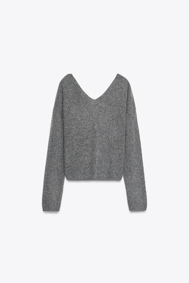 WOOL AND CASHMERE V-NECK CARDIGAN - Grey by Zara - Image 4