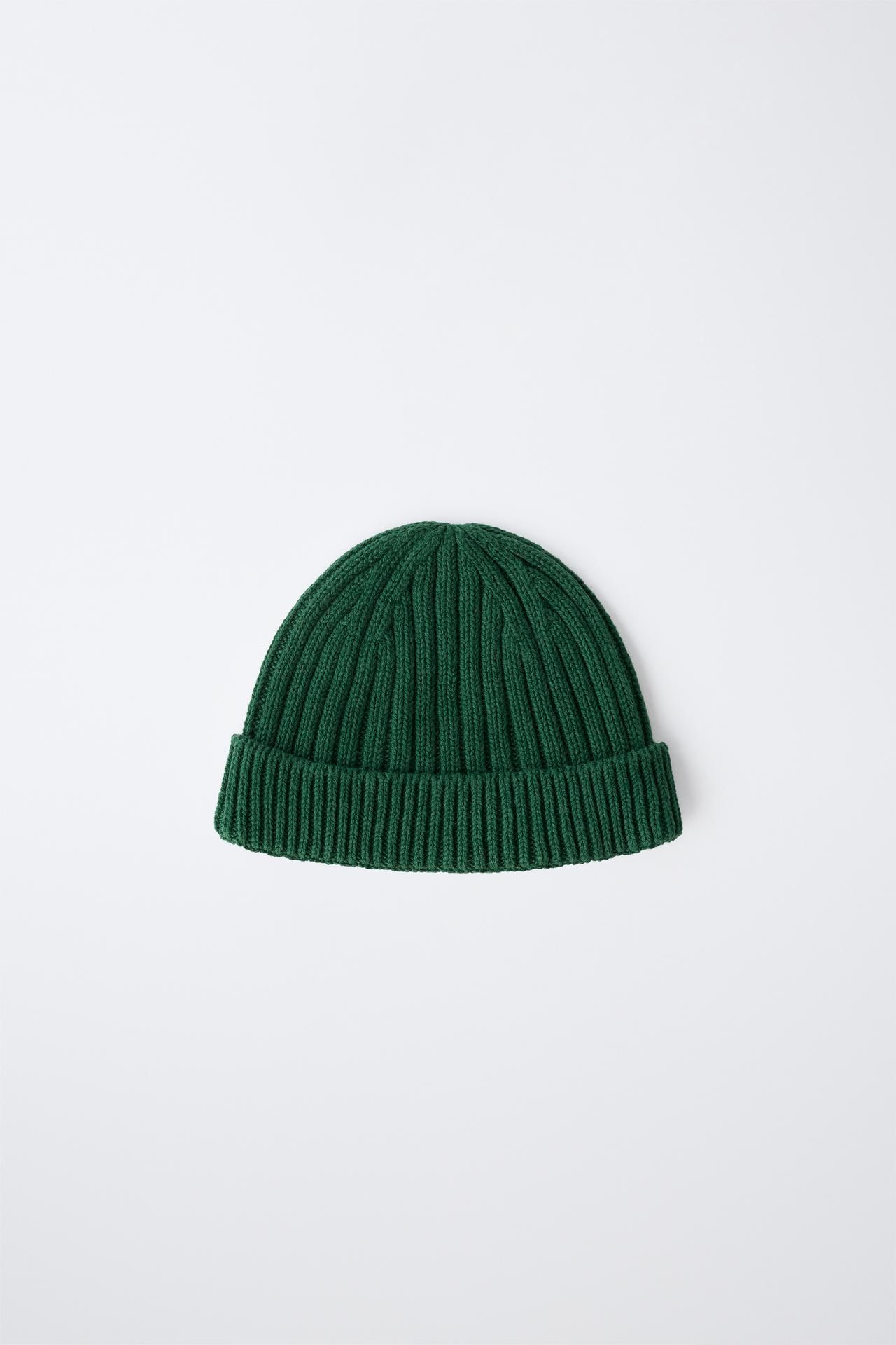 PLAIN KNIT BEANIE — Green