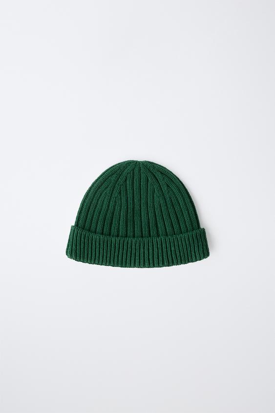 PLAIN KNIT BEANIE - Green by Zara - Image 0