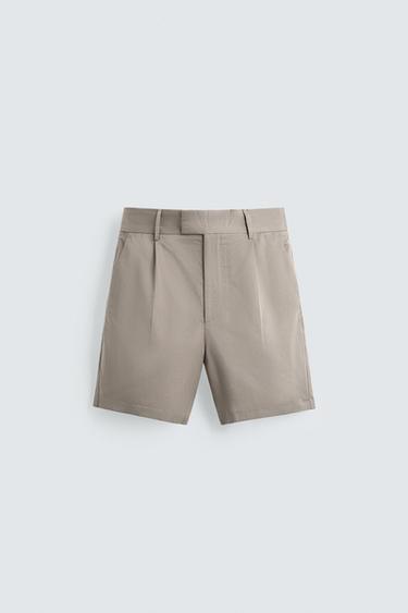 Zara RELAXED FIT PLEATED SHORTS - Mink