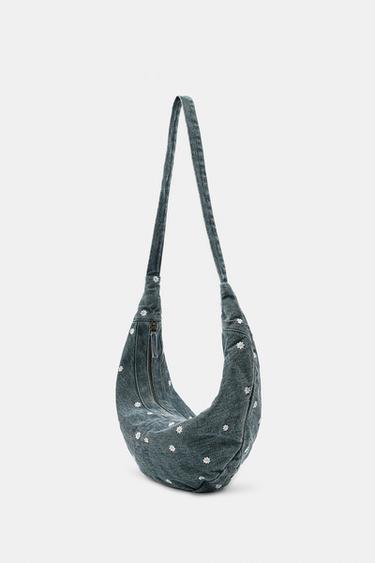 EMBROIDERED DAISY DENIM CROSSBODY BAG - Blue by Zara - Image 3