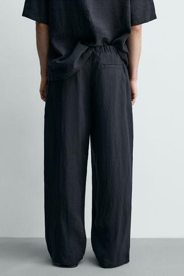 PANTALON RELAXED FIT 100% LIN - Bleu marine foncé de Zara - Image 2