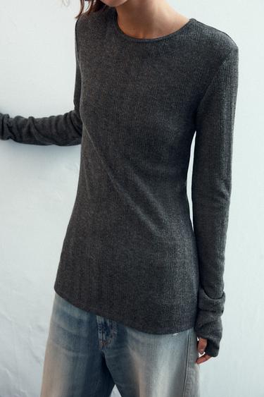 SOFT RIB T-SHIRT - Grey marl by Zara