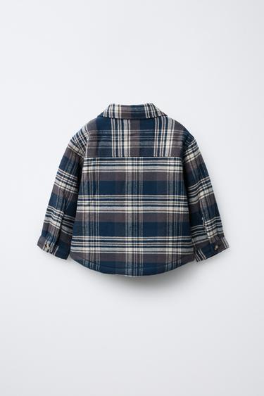 CHECK OVERSHIRT WITH FLEECE LINING - Blue by Zara - Image 1