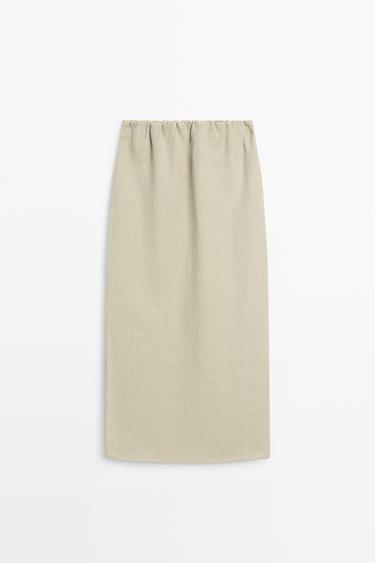 Zara Double-layer midi skirt - STUDIO - Light khaki - Image 0