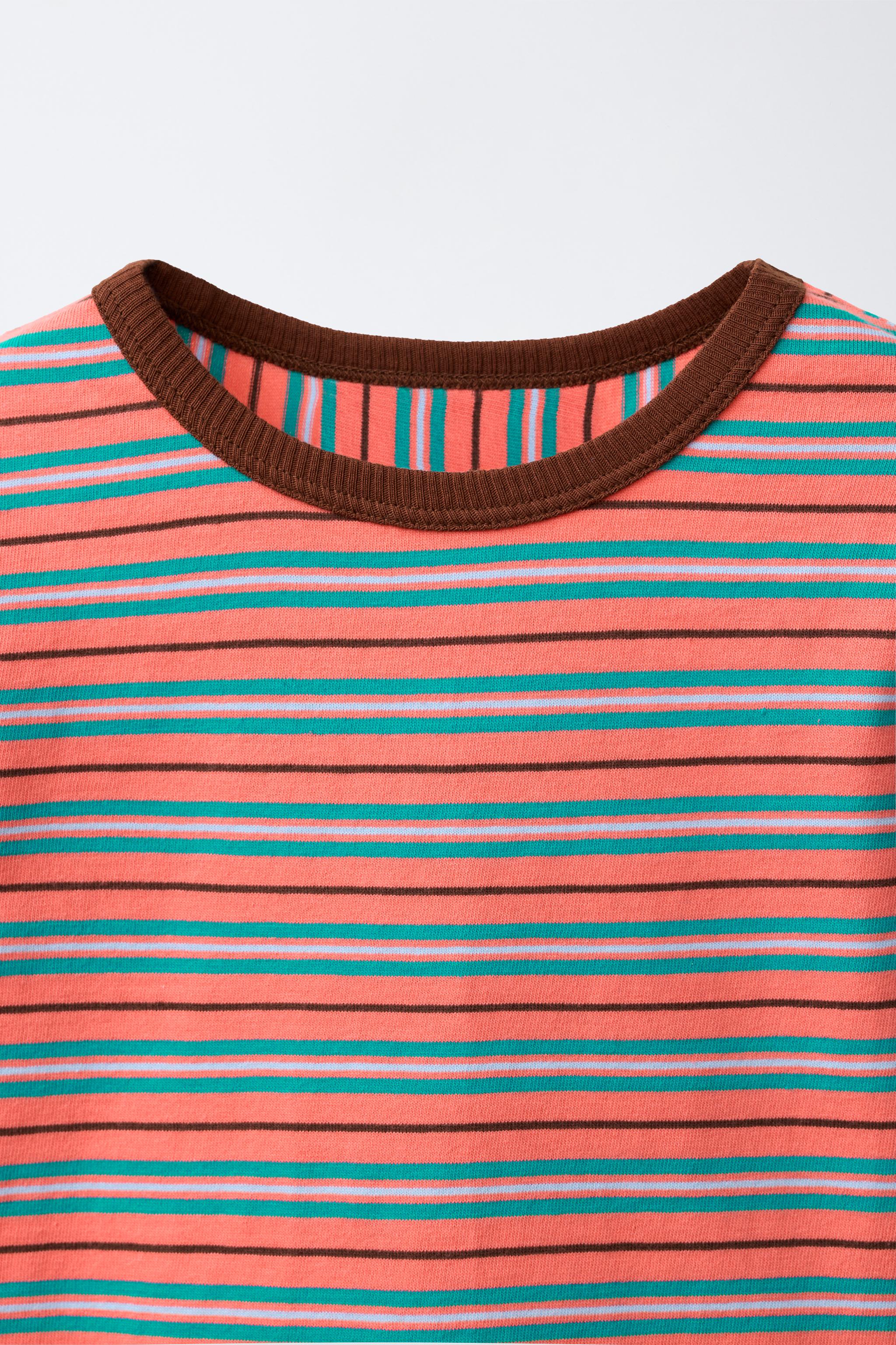 Детские футболки Zara CONTRAST STRIPE T-SHIRT — фото 3