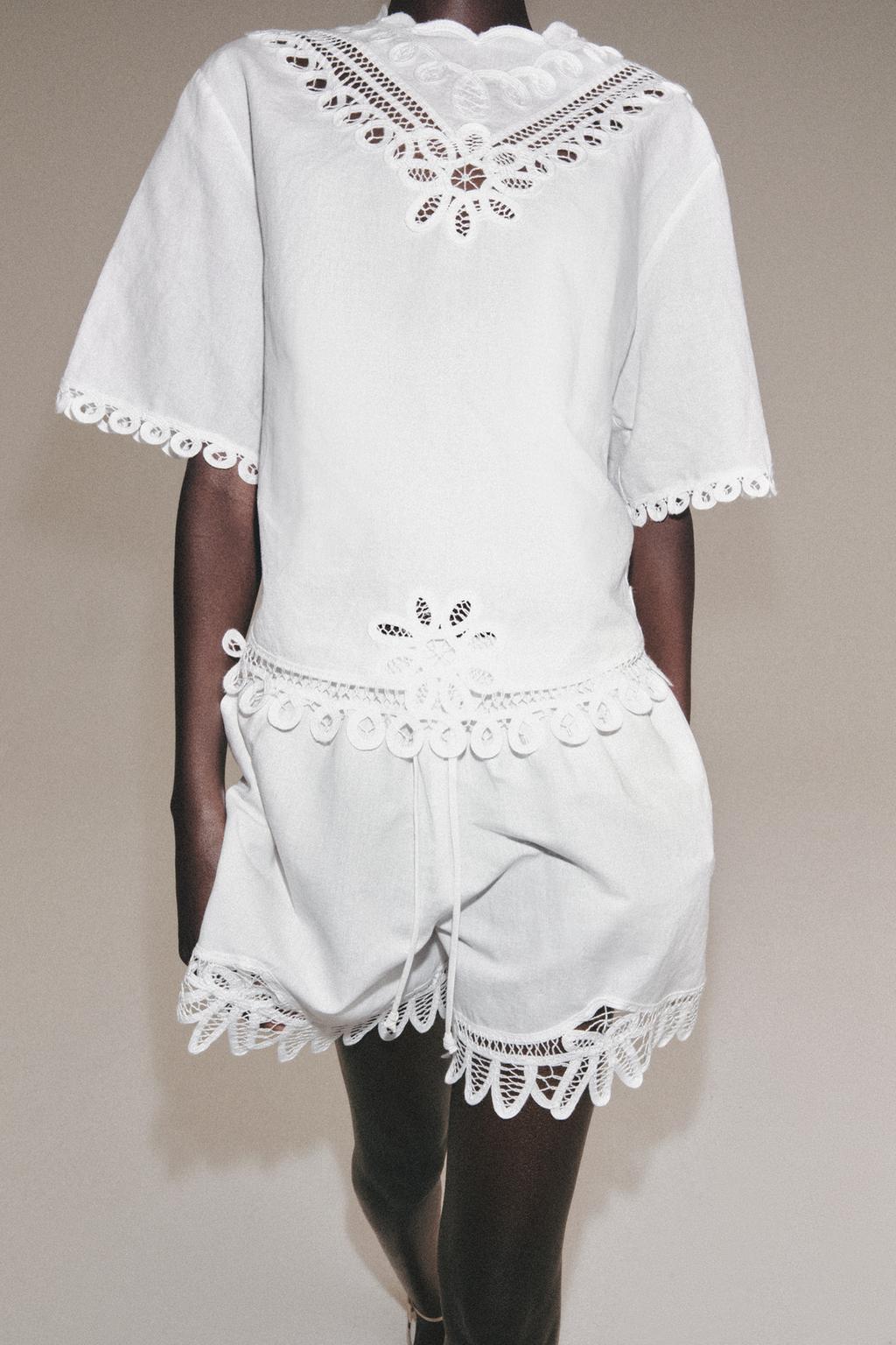 ZW COLLECTION EMBROIDERED LINEN BLEND SHORTS