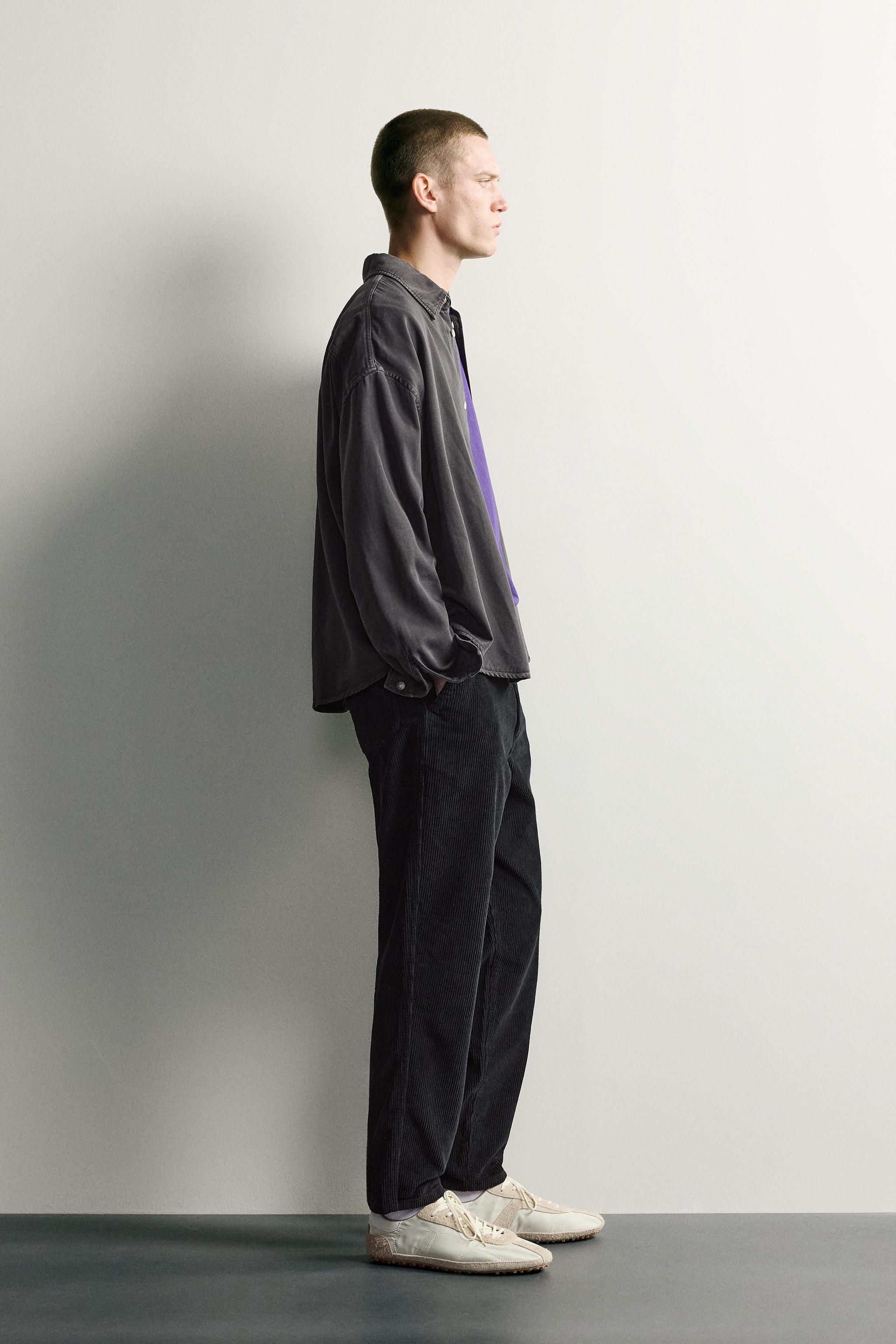WASHED CORDUROY CARROT-FIT PANTS