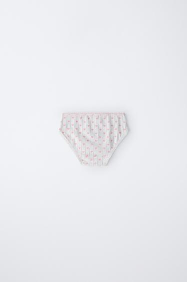 1 1/2- 6 YEARS/ SIX-PACK OF HEART PRINT BRIEFS - Ecru by Zara - Image 3