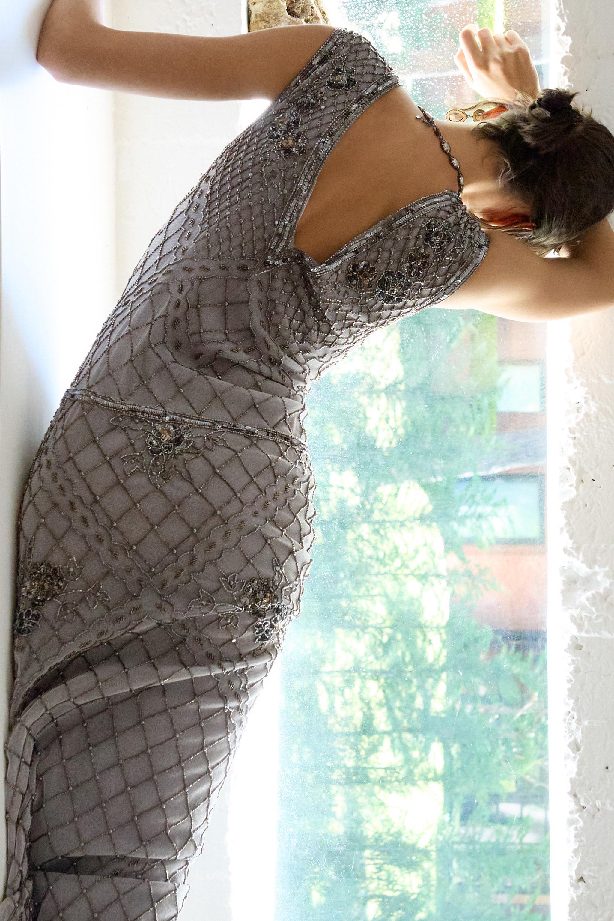 Женские платья Zara EMBROIDERED BEADED TULLE DRESS — фото 4