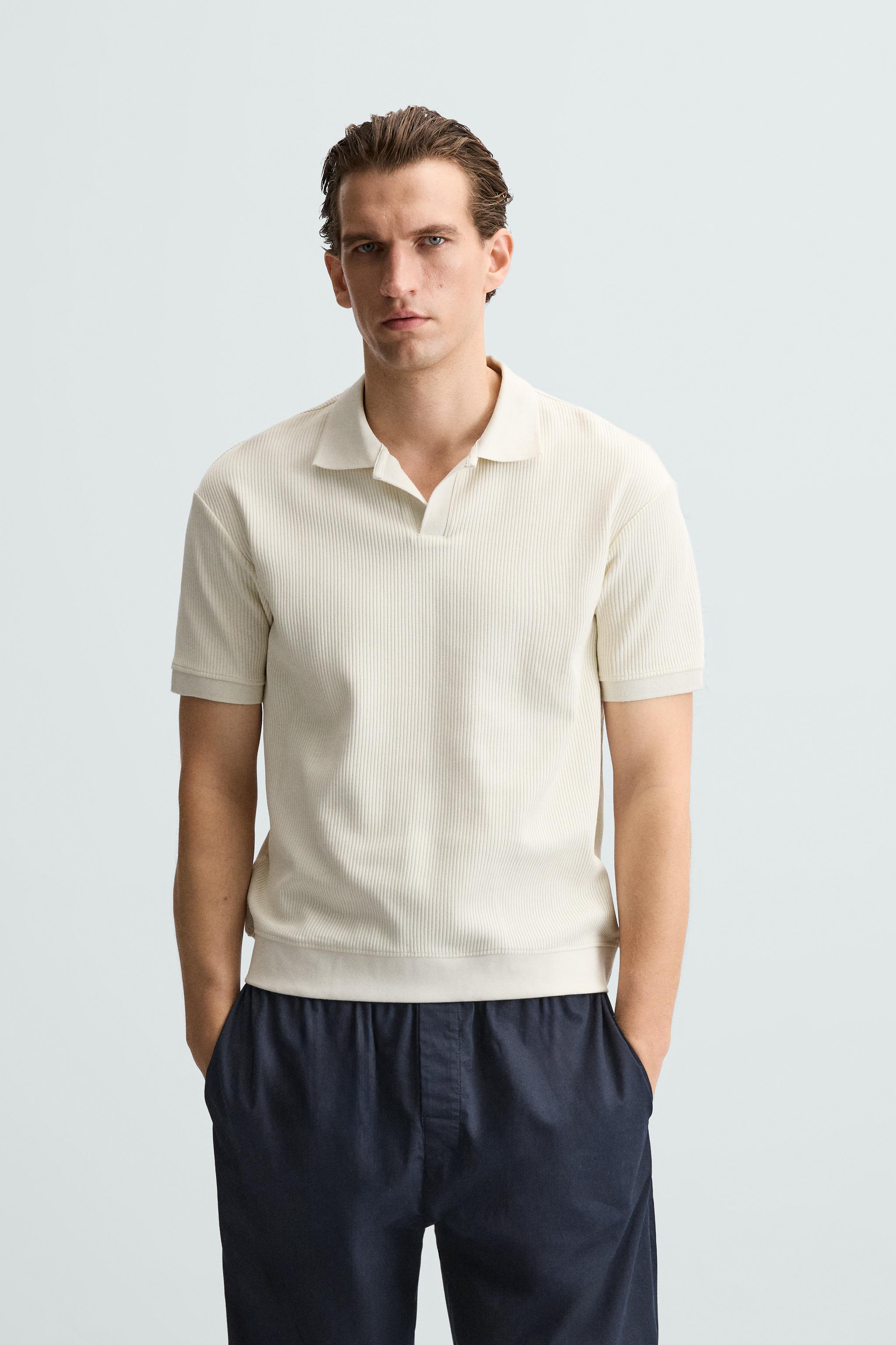 VERTICAL TEXTURED POLO SHIRT - Oyster-white | ZARA South Africa