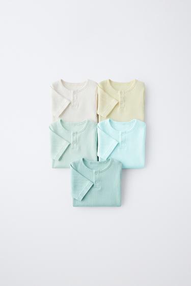 מארז 5 בגדי גוף צווארון בייקר שרוול קצר - צבעוני של Zara - תמונה 0