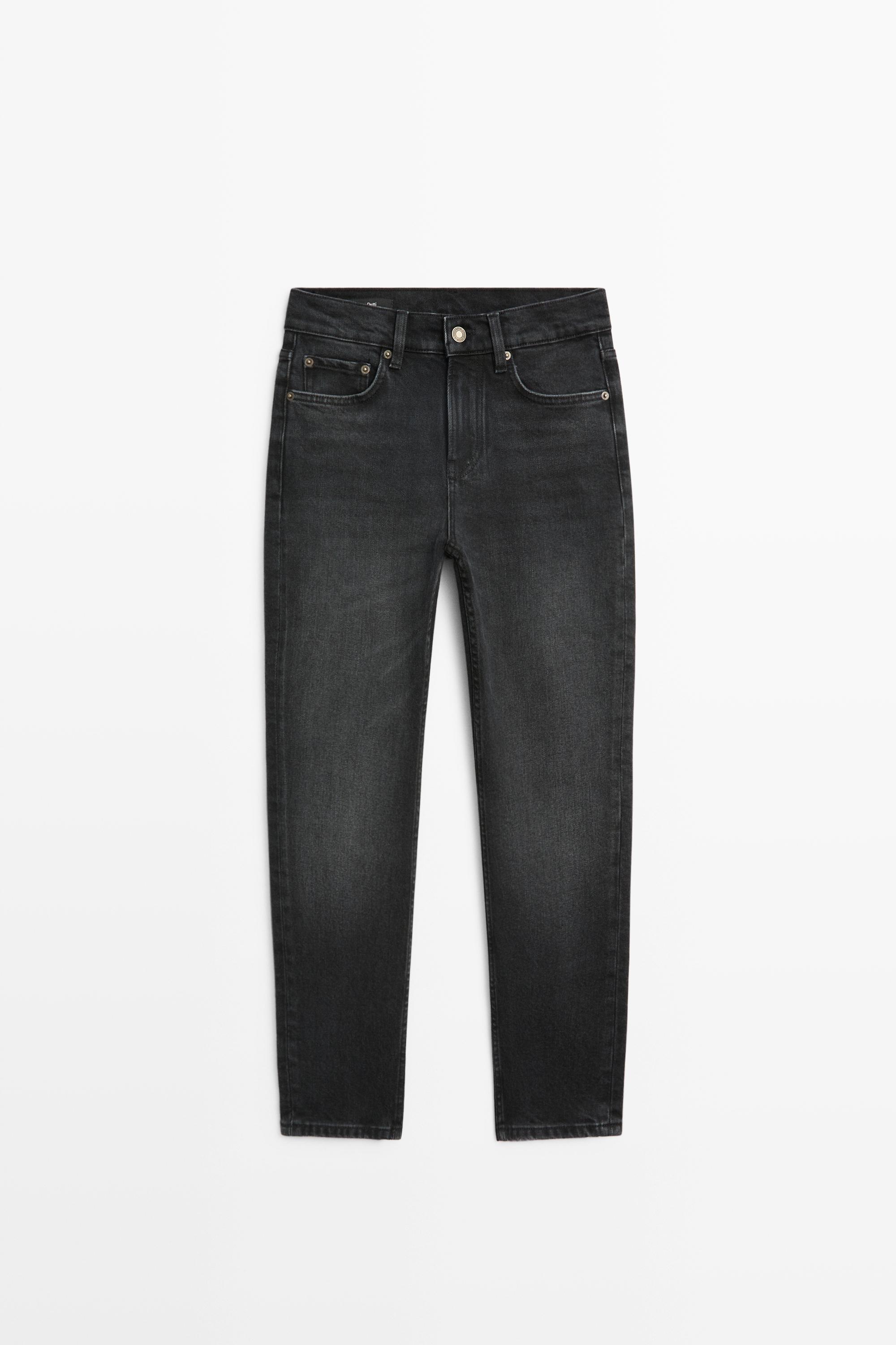 Mid-waist slim fit cropped jeans