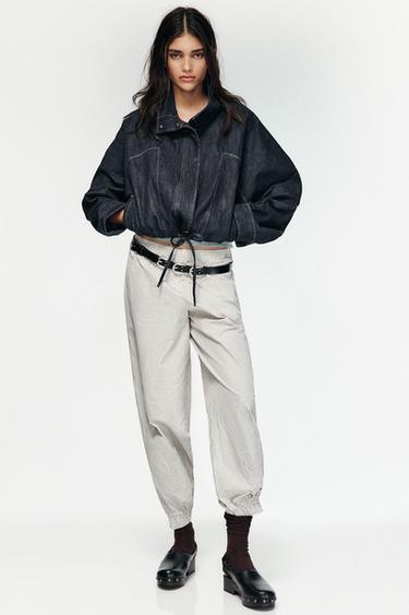 PANTALÓN BOMBACHO NYLON CUADROS - Blanco / Negro de Zara