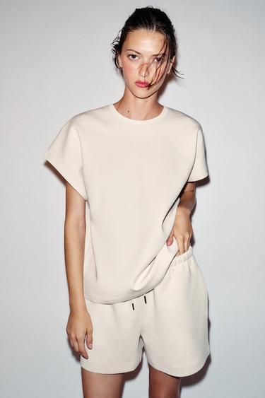 INTERLOCK KIMONO SLEEVE T-SHIRT - Sand by Zara