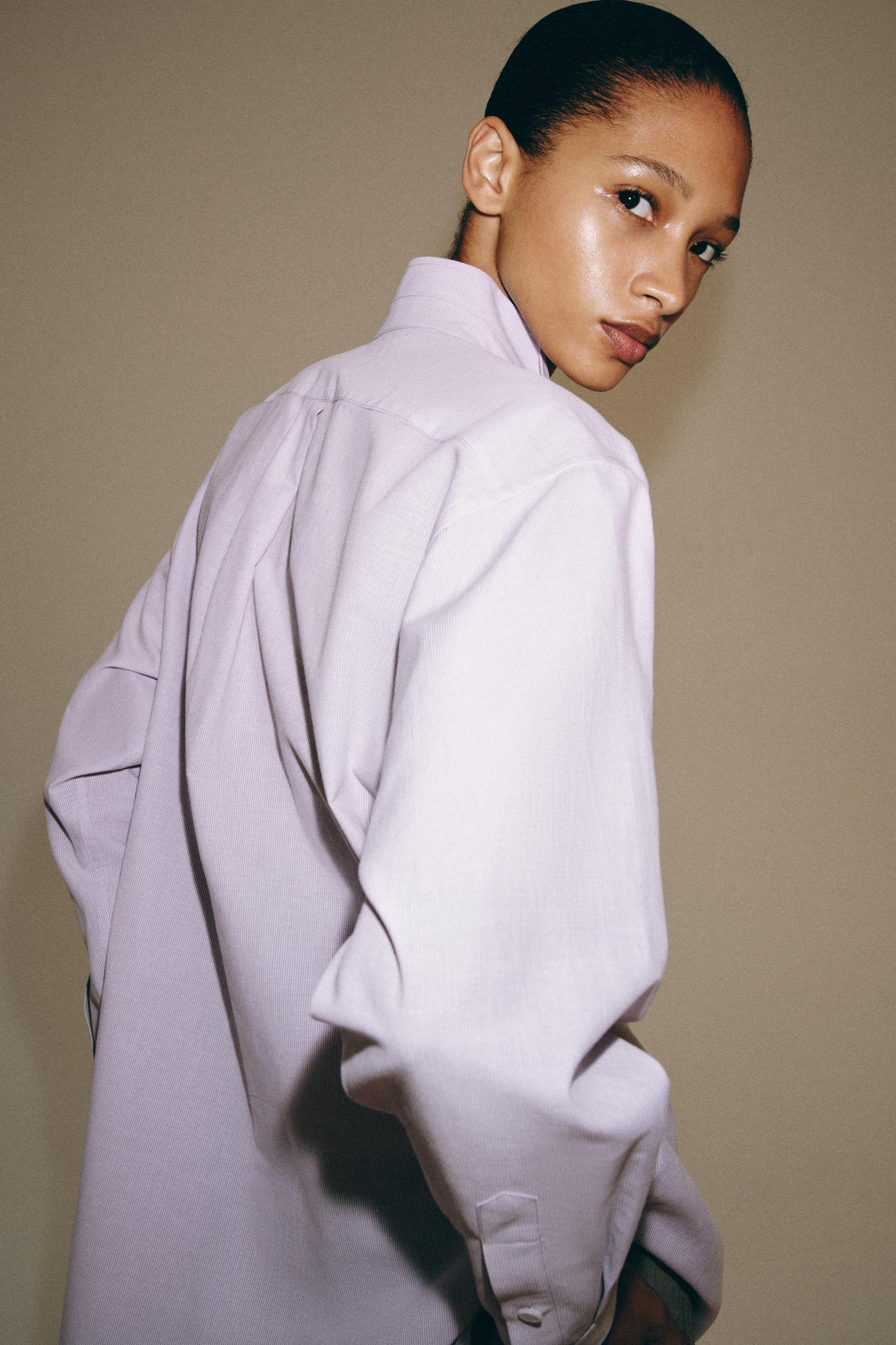 ZW COLLECTION STRIPED SHIRT - Mauve | ZARA Canada