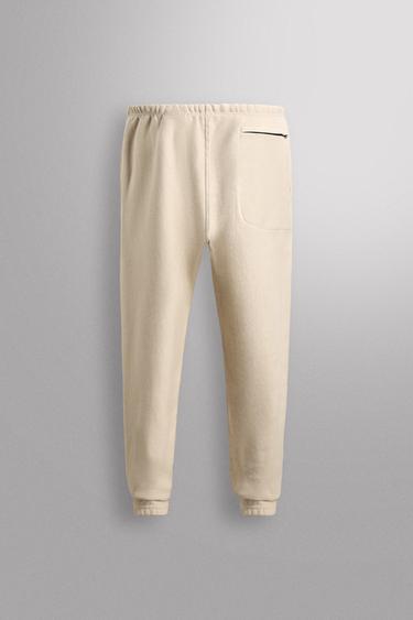 PANTALON JOGGER EN COTON - Écru de Zara - Image 1