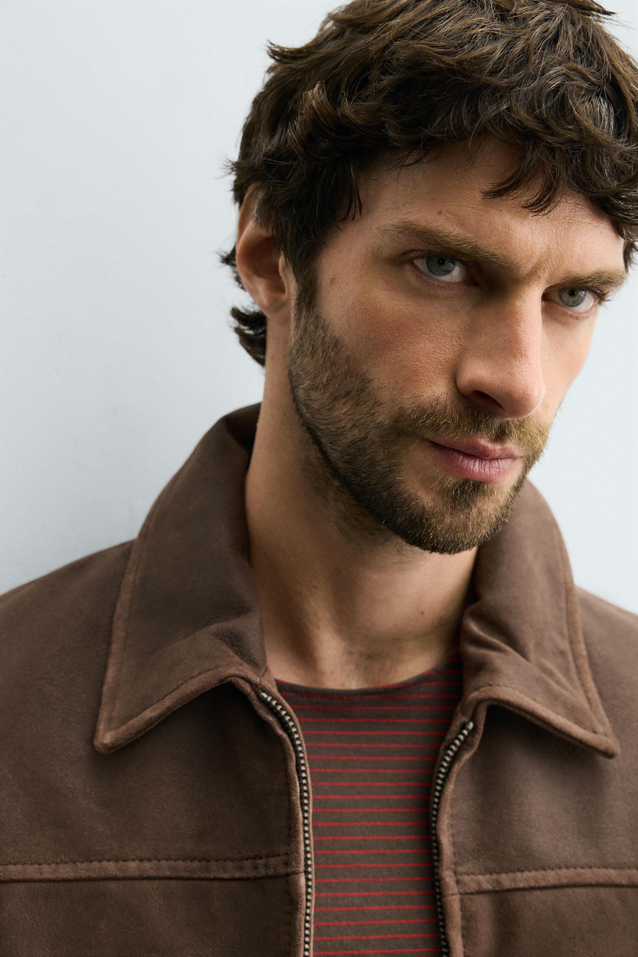 クロップドフィットレザージャケット - ブラウン | ZARA Japan / 日本