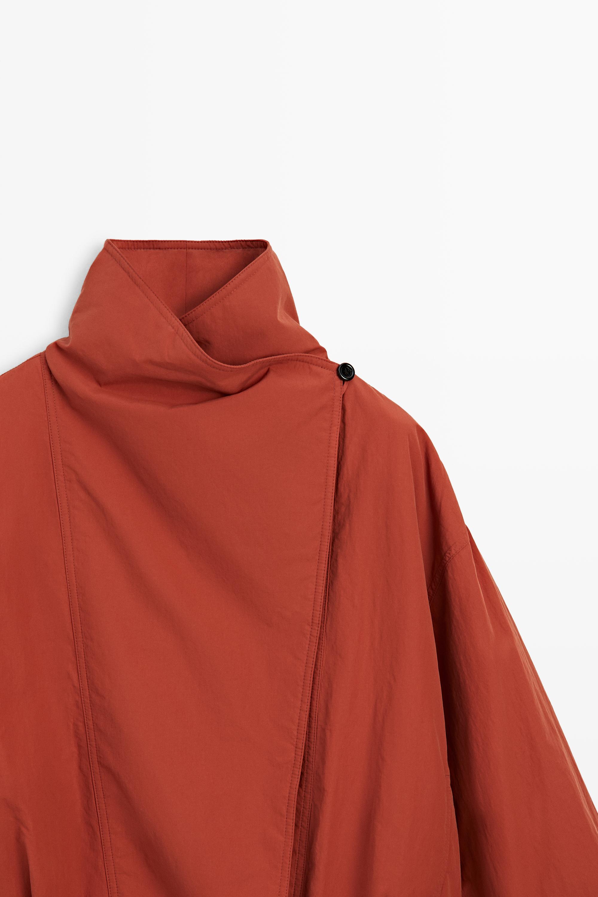 Quilted bomber jacket with side button — RED