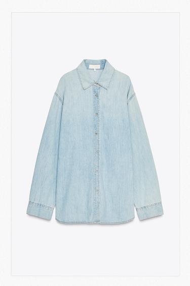 TRF LONG DENIM SHIRT - Light blue by Zara