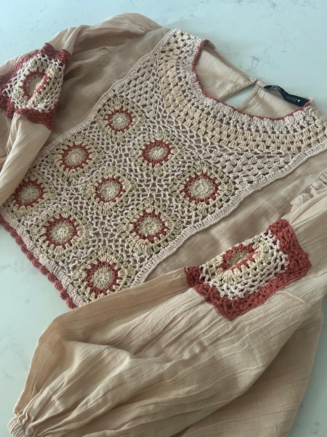 LINEN BLEND CROCHET TOP - Image 5