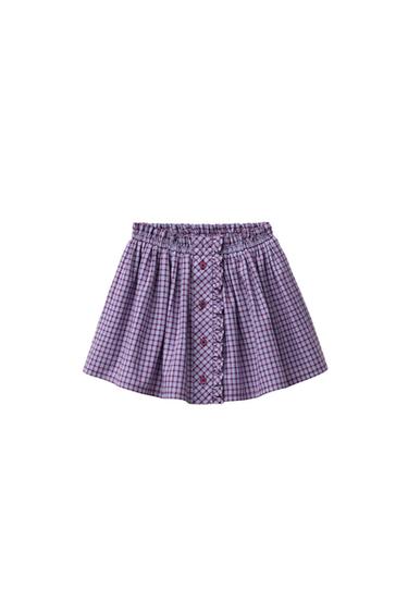 Zara PLAID RUFFLE SKIRT - Eggplant - Image 0