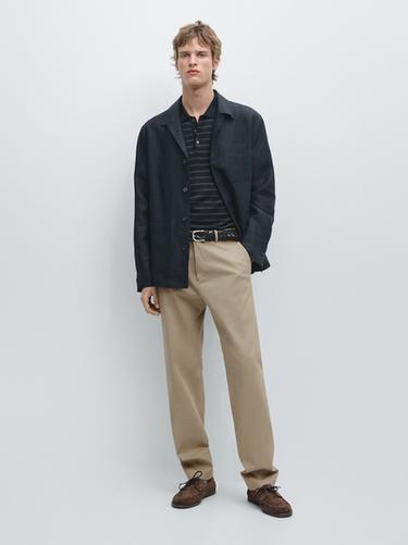 Zara Cotton blend tapered fit trousers - Mid-green - Image 0