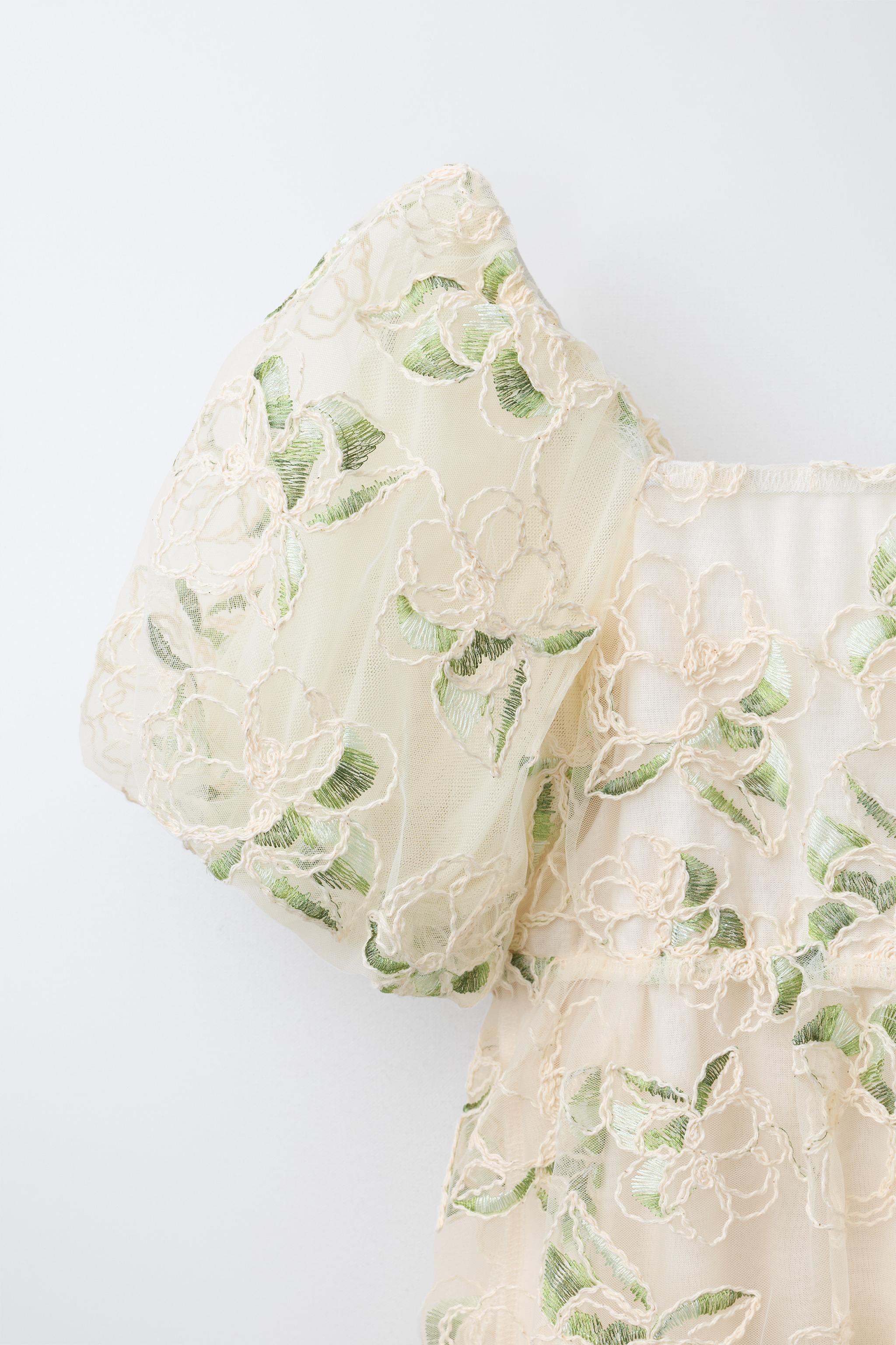 EMBROIDERED FLORAL TULLE DRESS