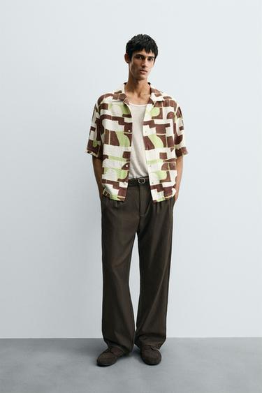 ABSTRACT PRINT SHIRT - Brown / Green by Zara