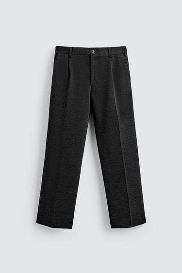 Zara FLOWY STRAIGHT FIT PANTS - Anthracite grey