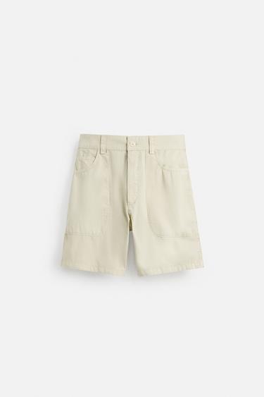 WASHED COTTON BERMUDA SHORTS - Light beige by Zara - Image 6