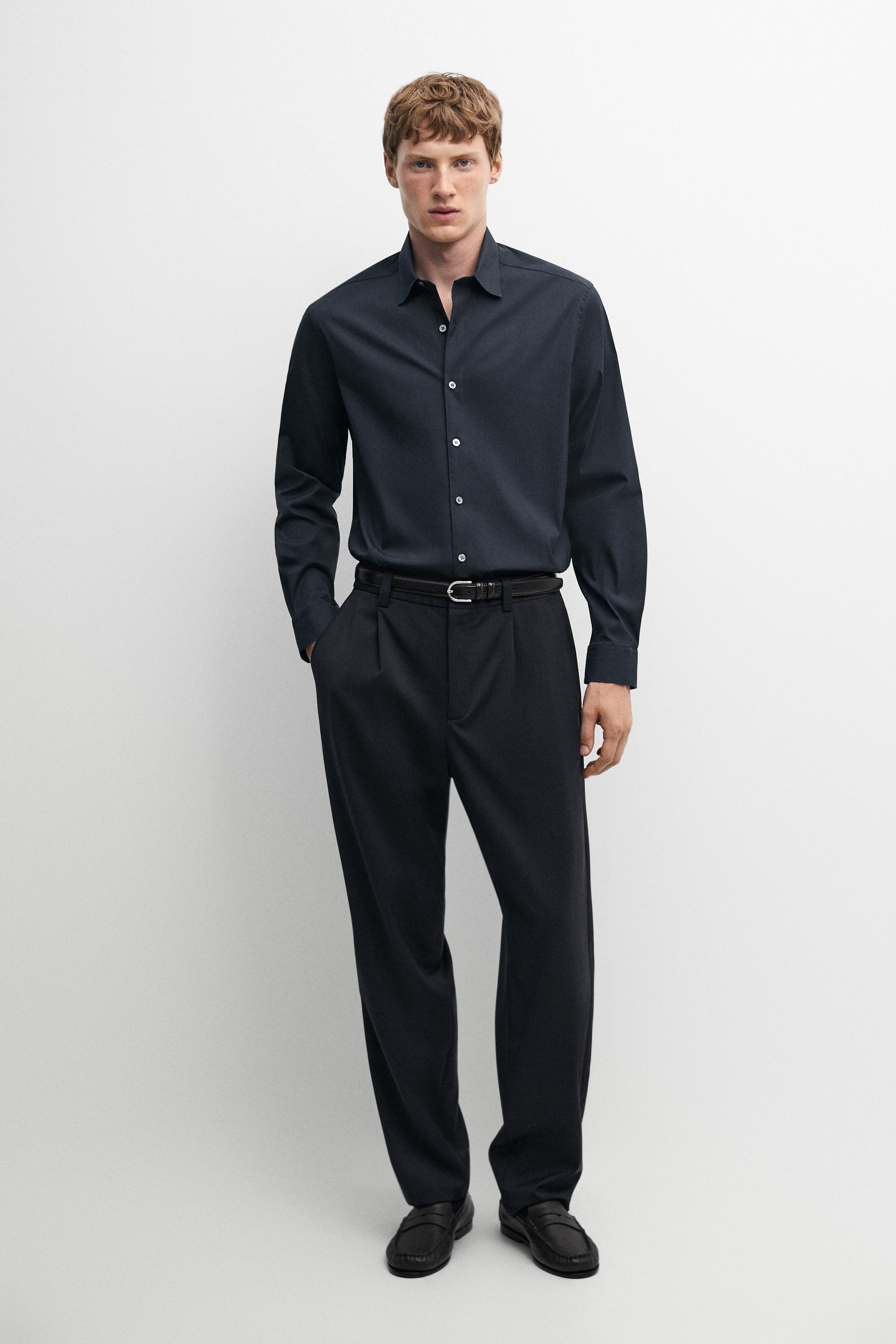 Slim fit stretch shirt — Navy blue
